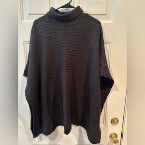 H&M Black Turtleneck Poncho Sweater